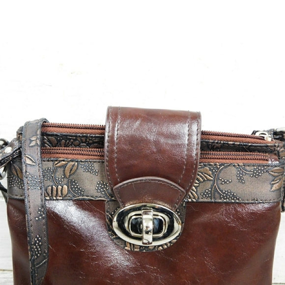 BRACIANO BROWN BRONZE MULTI POCKET CROSSBODY BAG - Picture 3 of 6